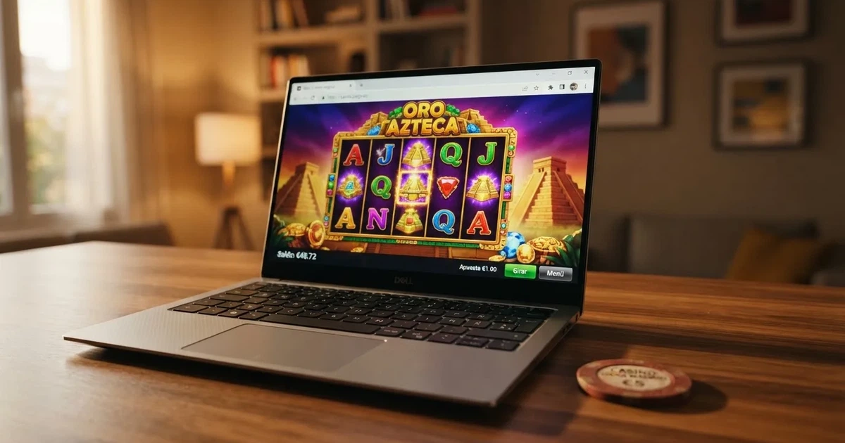 Interfaz de un casino online con licencia DGOJ mostrando el saldo en euros, una tragaperras activa y el candado de conexión segura
