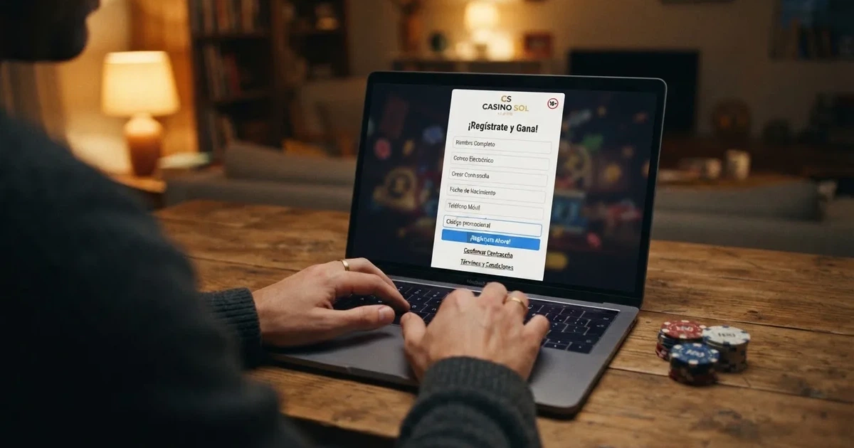 Pantalla de registro de un casino online con licencia DGOJ mostrando el campo destacado para introducir el código promocional