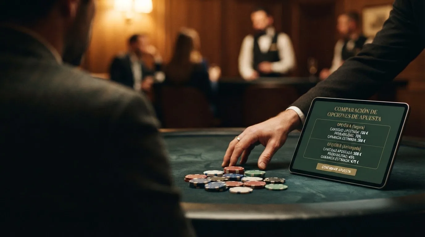 Interfaz de comparación con fichas de casino y las condiciones de sus ofertas sin depósito