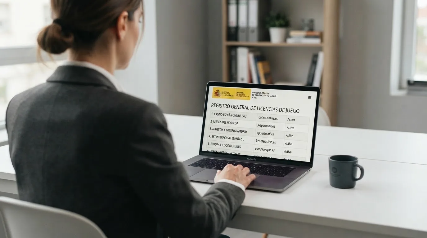 Captura del listado oficial de operadores con licencia en la web de la DGOJ mostrando dominios .es de casinos autorizados