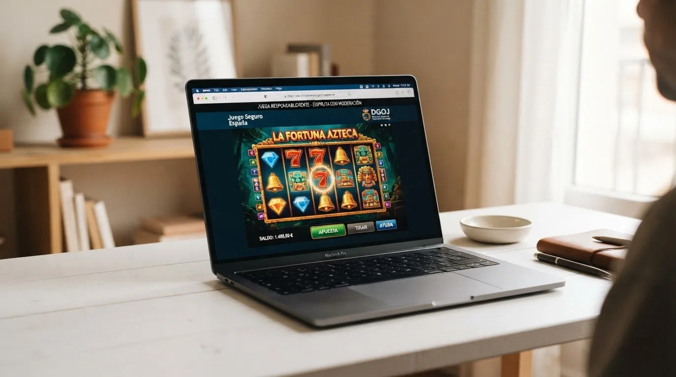El sello de la Dirección General de Ordenación del Juego junto al dominio .es de un casino online español en la barra del navegador