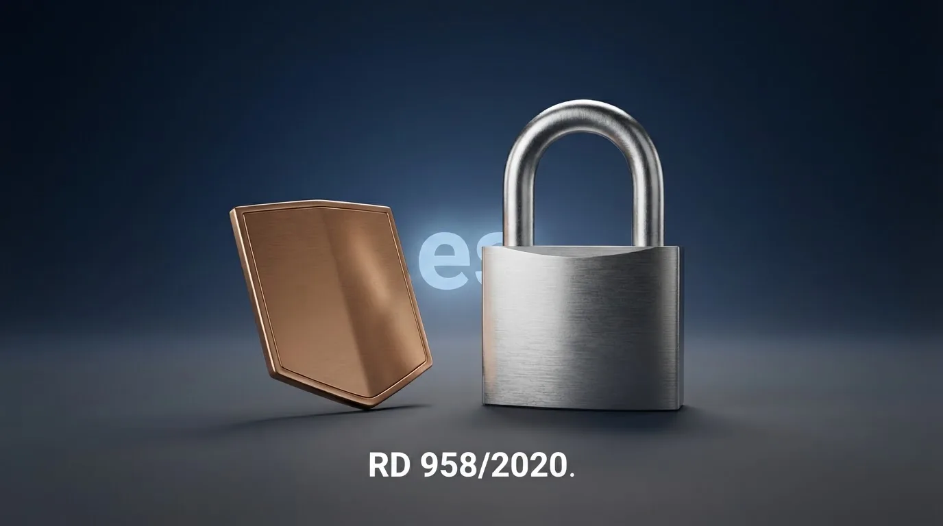 El logotipo oficial de la DGOJ junto a un candado sobre un dominio .es y el texto «RD 958/2020»