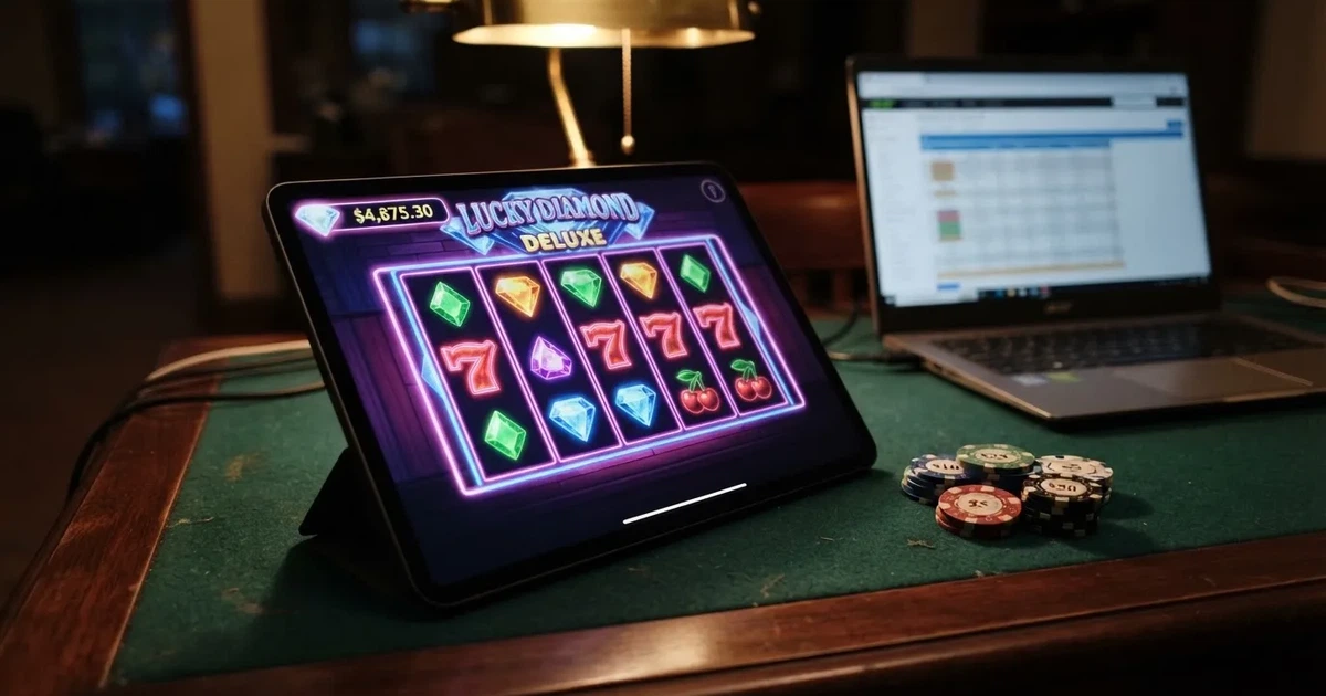 Pantalla dividida con el logotipo de Ethereum sobre fichas de casino y una tabla comparativa de operadores en segundo plano