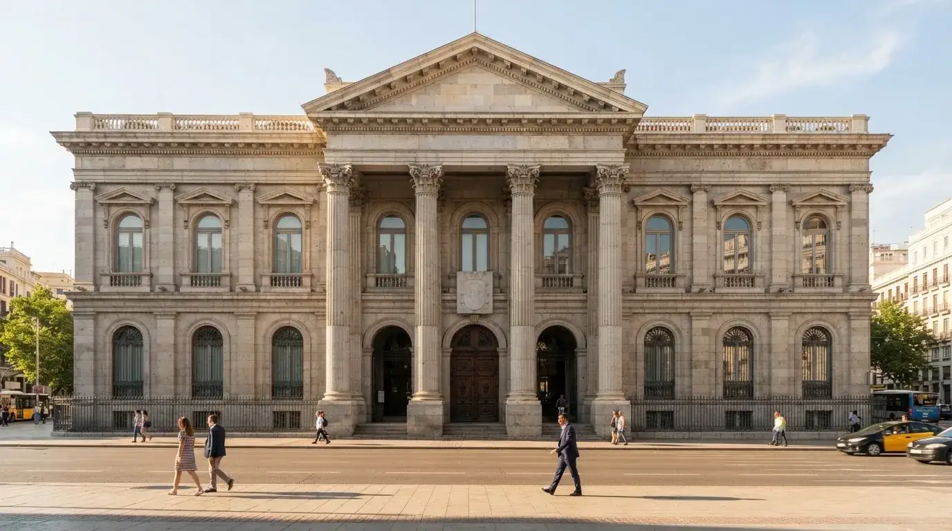 La fachada de la sede de la Dirección General de Ordenación del Juego en Madrid, con el escudo institucional visible